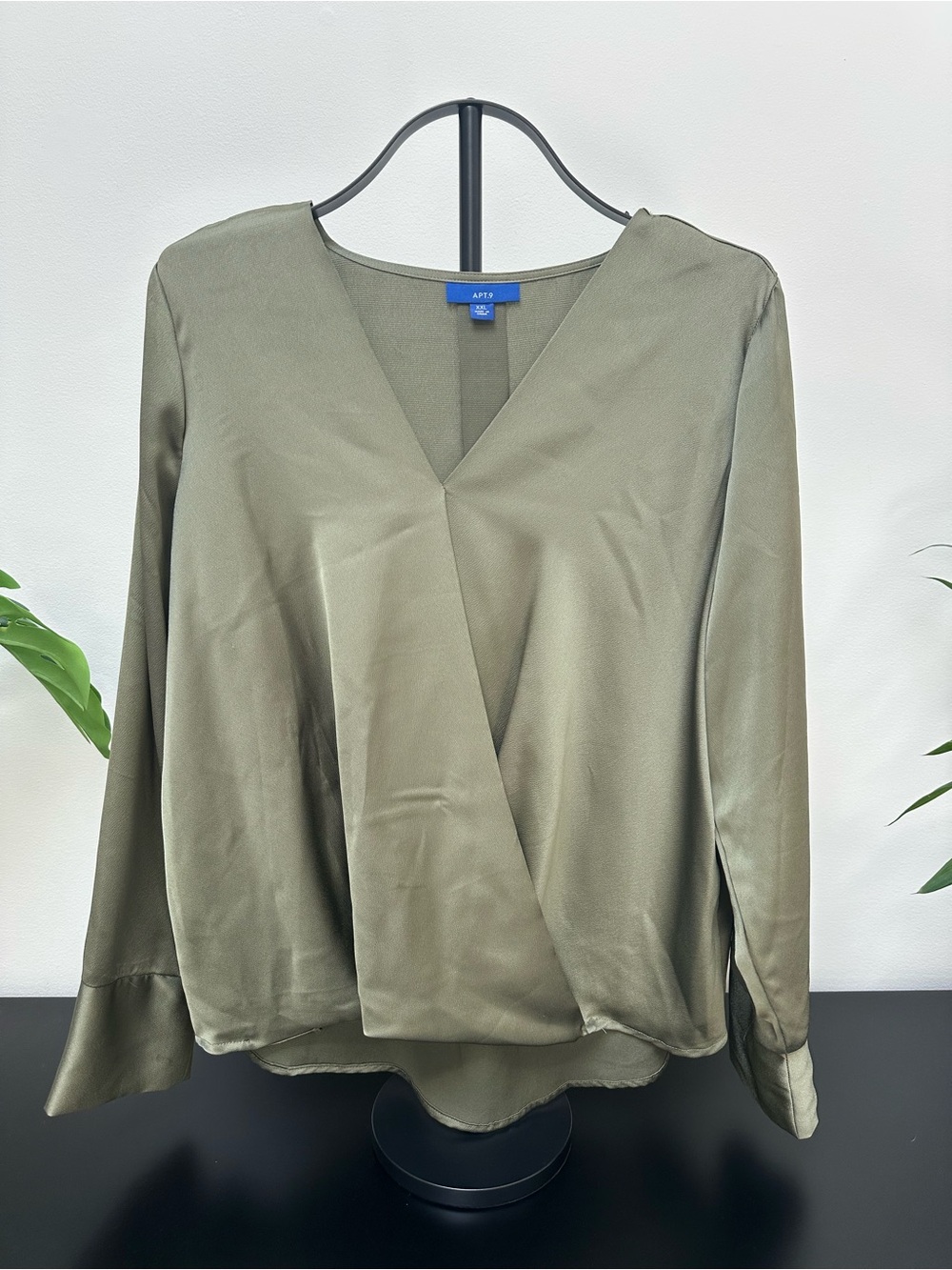 Apt. 9 Olive Drapey V-Neck Wrap Blouse